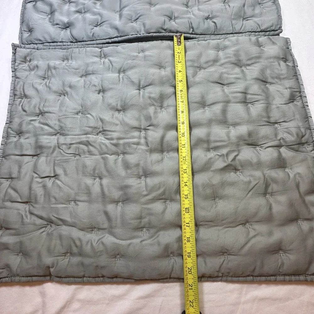 Pottery Barn Lyocell Hand Tacked Quilted Standard Pillow Shams Gray/Green Set 2